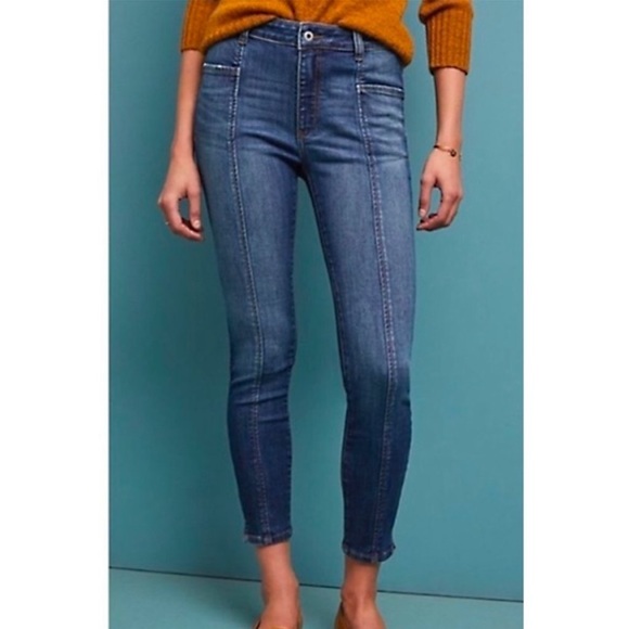 Anthropologie Pilcro High Rise Dark Wash Denim Leggings Size 25 Petite